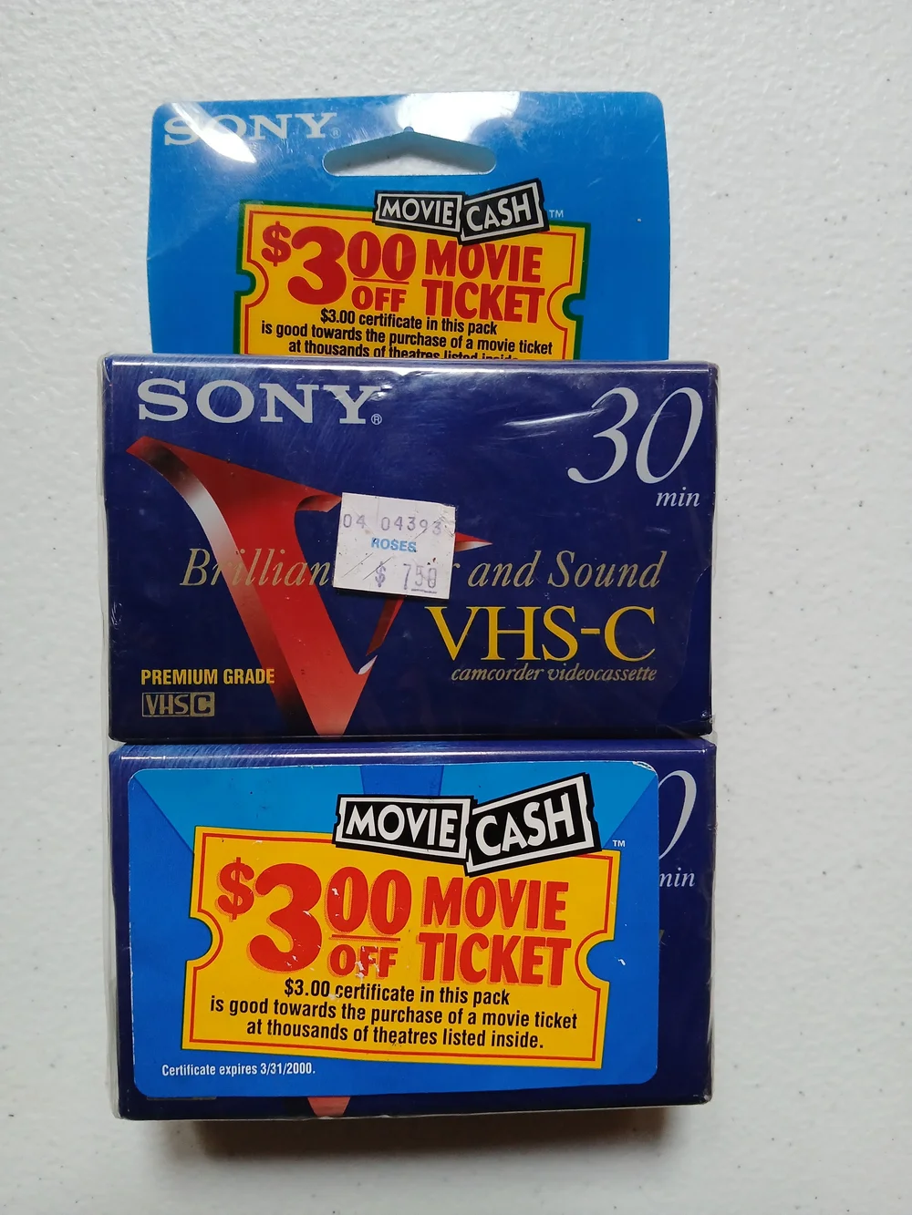 Vintage VHS-C SONY Blank Tapes Premium 30 minute 2 Pack Lot Media NEW SEALED NOS